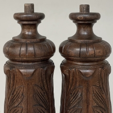 Pair 19th Century French Neoclassical Hand-Carved Walnut Pediments ~ Columns