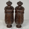 Pair 19th Century French Neoclassical Hand-Carved Walnut Pediments ~ Columns