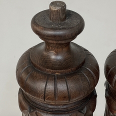 Pair 19th Century French Neoclassical Hand-Carved Walnut Pediments ~ Columns