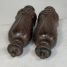 Pair 19th Century French Neoclassical Hand-Carved Walnut Pediments ~ Columns