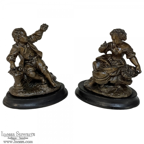 Pair 19th Century Petite Spelter Statues - Bookends