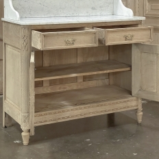 Antique French Louis XVI Stripped Oak Washstand with Carrara Marble