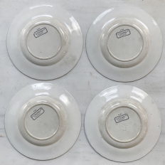 Set of Four 19th Century Black and White Transferware Plates