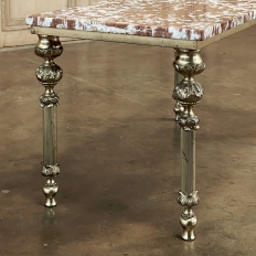 Mid-Century Neoclassical Brass & Marble Coffee Table