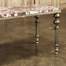 Mid-Century Neoclassical Brass & Marble Coffee Table