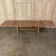 Mid-Century Grand Neogothic Rustic Draw Leaf Dining Table by DeCoene