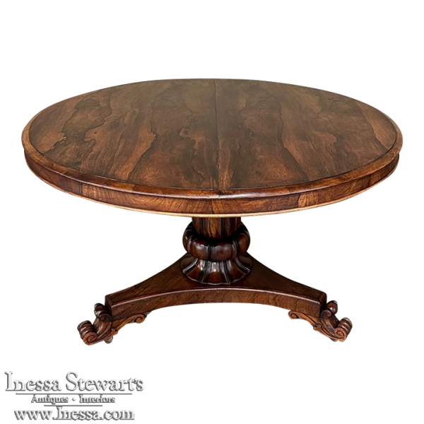 19th Century French Napoleon III Period Round Rosewood Center Table