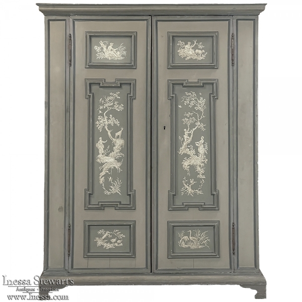 18th Century Italian country Hand Painted Neoclassical Armoire
