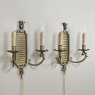 Pair Antique Bronze Neoclassical Electrified Wall Sconces