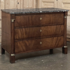 19th Century French 2nd Empire Mahogany Marble Top Commode