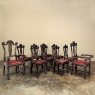 Set of 10 Antique Italian Walnut Baroque Dining Chairs includes 2 Armchairs