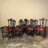 Set of 10 Antique Italian Walnut Baroque Dining Chairs includes 2 Armchairs
