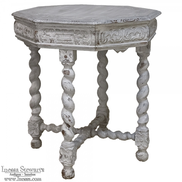 Antique Renaissance Octagonal Painted Center Table ~ End Table