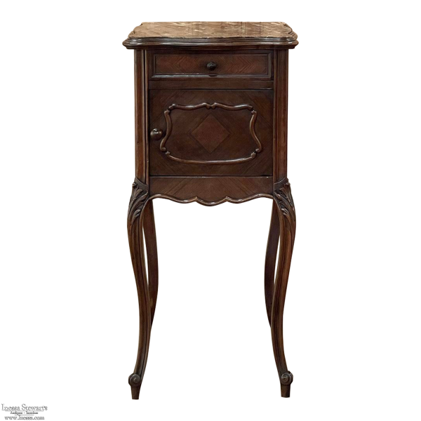 19th Century French Louis XV Mahogany Marble Top Nightstand