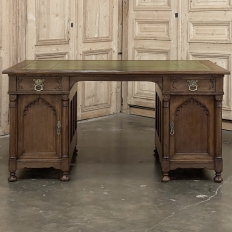 Mid-Century Neogothic Leather Top Desk by Jansen & Sons of Amsterdam
