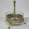 Mid-Century French Neoclassical Brass & Etched Glass Footed Centerpiece