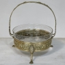 Mid-Century French Neoclassical Brass & Etched Glass Footed Centerpiece