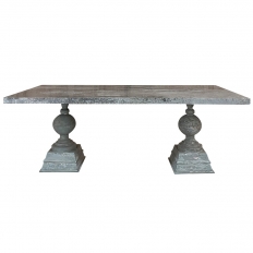 Neoclassical Indoor-Outdoor Zinc Plated Double Pedestal Dining Table