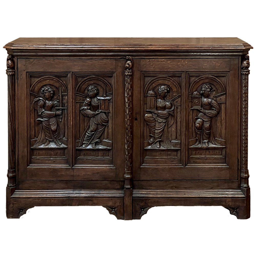 19世紀～ 1800's～ France antique Stall 19th Century French Gothic Oak Buffet