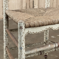 Antique Rustic Swedish Painted Rush Seat Chair
