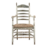 Antique Rustic Dutch Painted Rush Seat Armchair