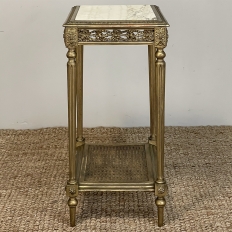 19th Century French Louis XVI Giltwood Marble Top Lamp Table ~ End Table