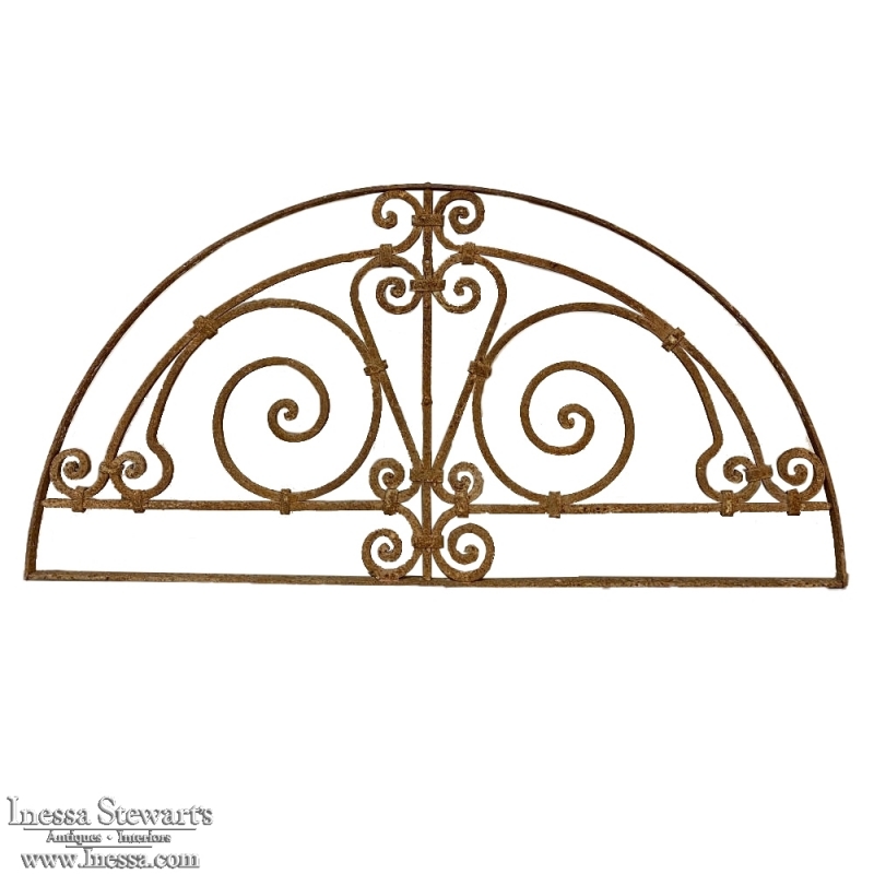 Antique Hand-Forged Wrought Iron Demilune Transom