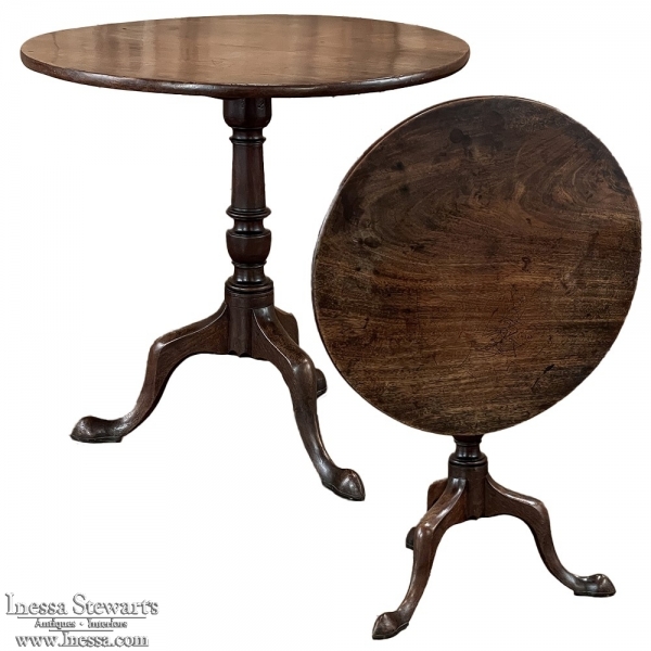 18th Century English Tilt-Top Walnut End Table