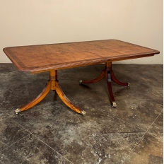 Grand English Mahogany Banquet Table with Two Original Leaves