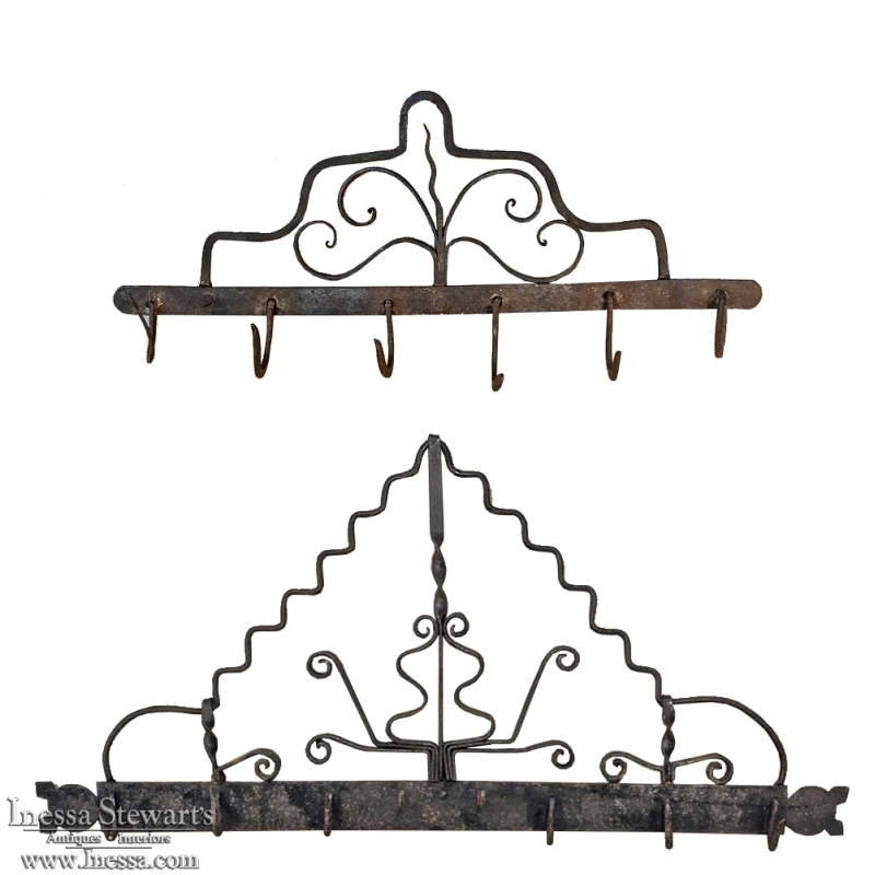 Pair 19th Century Spanish Wrought Iron Spoon Racks from Malaga