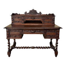 19th Century French Renaissance Hand-Carved Wall Desk