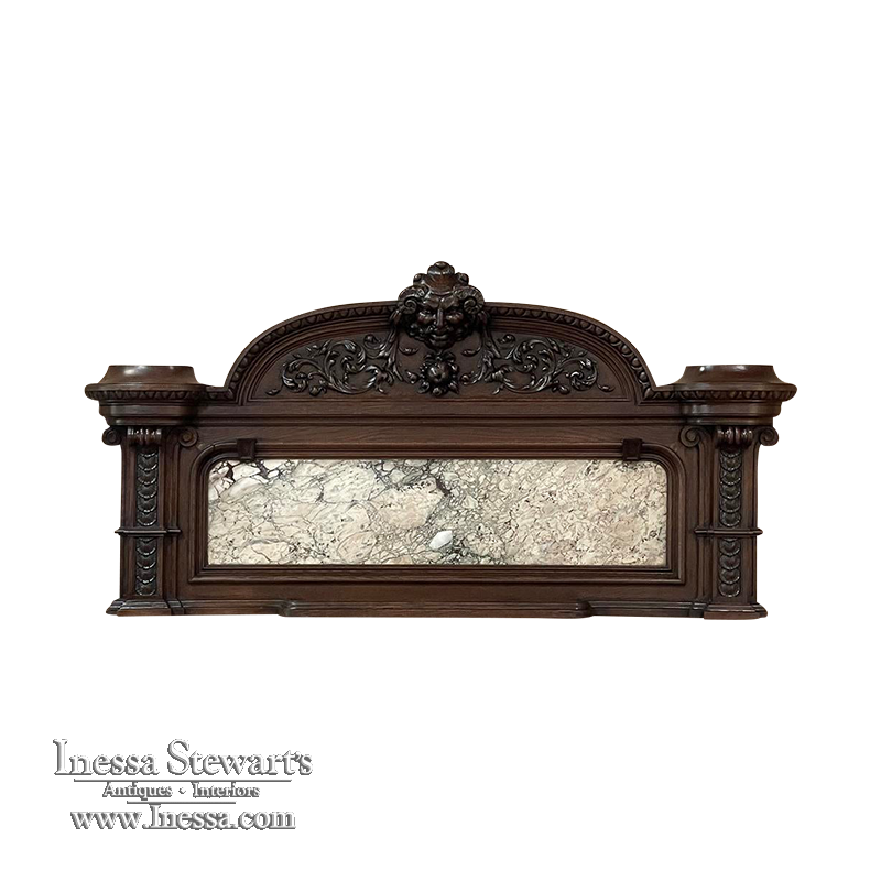 19th Century French Neoclassical Louis XVI Wall Decoration with Marble Inset and Carved Bacchus