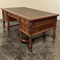 Antique French Louis XVI Neoclassical Walnut Double Sided Desk