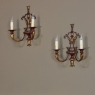 Pair of Antique Wrought Iron and Painted Wood Sconces