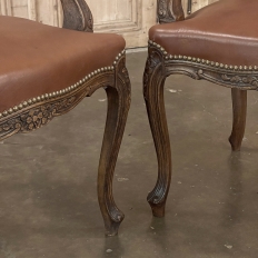 Set of 6 Antique French Louis XV Fruitwood Dining Chairs includes 2 Armchairs