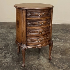 Antique French Louis XV Oval Walnut Chiffoniere ~ Petite Commode