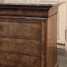 19th Century French Louis Philippe Marble Top Burl Walnut Commode ~ Chest of Drawers