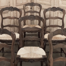 Set of 8 Country French Rush Seat Dining Chairs