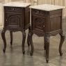 Pair Antique French Louis XIV Marble Top Nightstands