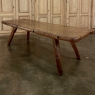 Mid-Century Burl Wood Farm Table with 2 Benches