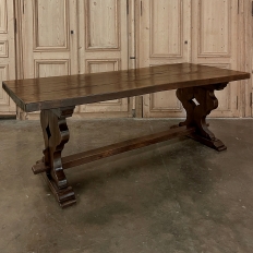 Antique Rustic Italian Style Trestle Farm Table