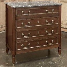 Antique French Directoire Neoclassical Mahogany Commode with Marble Top