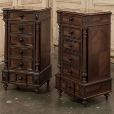 Pair 19th Century French Louis XVI Marble Top Rosewood Nightstands