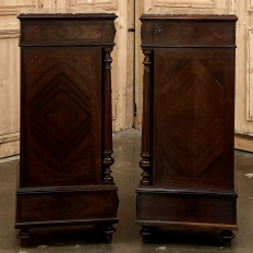 Pair 19th Century French Louis XVI Marble Top Rosewood Nightstands