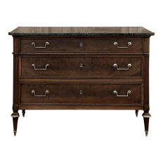 19th Century French Louis XVI Mahogany Commode With Marble Top