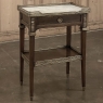 Antique French Louis XVI Neoclassical Mahogany End Table with Carrara Marble