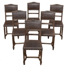A Set of 8 French Louis XVI-Style Painted Square Back Dining Chairs, c