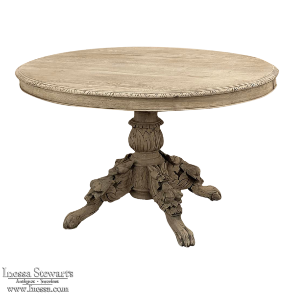 19th Century French Renaissance Oval Center Table ~ Dining Table in Stripped Oak