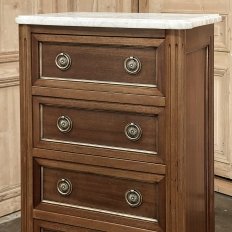 Pair French Louis XVI Chiffonieres ~ Nightstands with Carrara Marble Tops