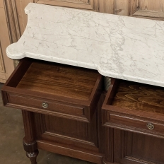 Antique French Grand Directoire Neoclassical Mahogany Buffet with Carrara Marble Top